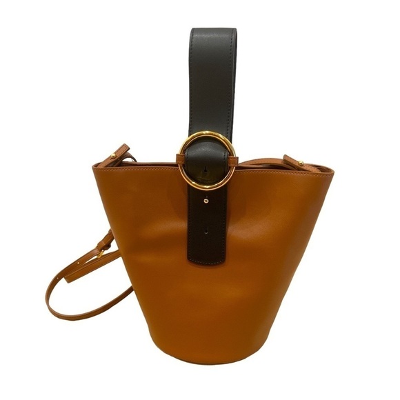 Parisa Wang | Brown Leather Addicted Bucket Bag with Crossbody Strap - Picture 2 of 8